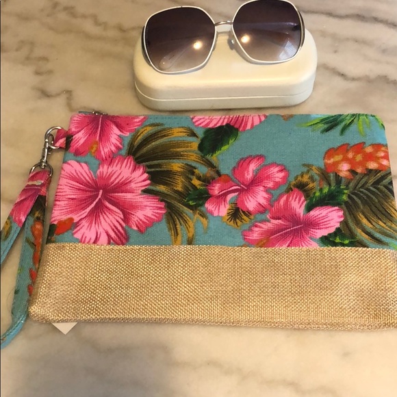 TROPICAL PRINT WRISTLET CANVAS BAG - Picture 3 of 5